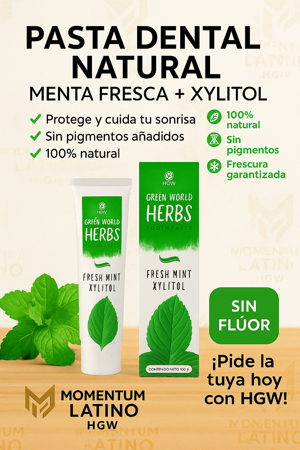 Pasta Dental Natural Sin Flúor Ni Triclosán de HGW