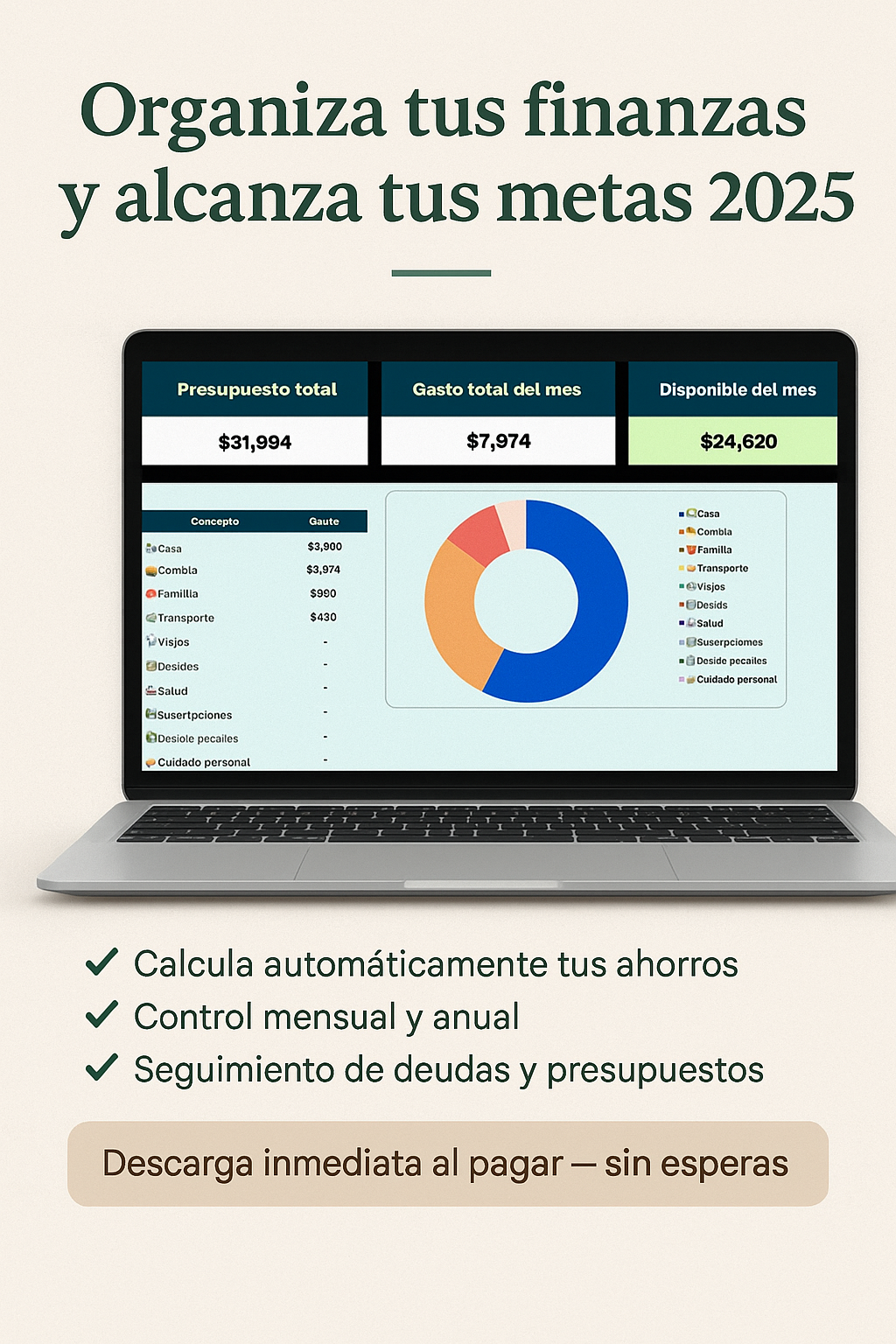 Plantilla de Finanzas Personales 2025 – Organiza tu dinero y multiplica tus ingresos